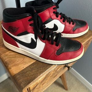 Nike Air Jordan 1 Mid Chicago Red, Black, and White High-Top Sneakers